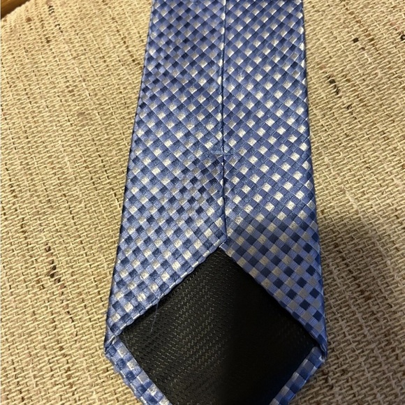Nicole Miller Blue and Silver Checkered Men's All Silk Tie - Picture 6 of 9